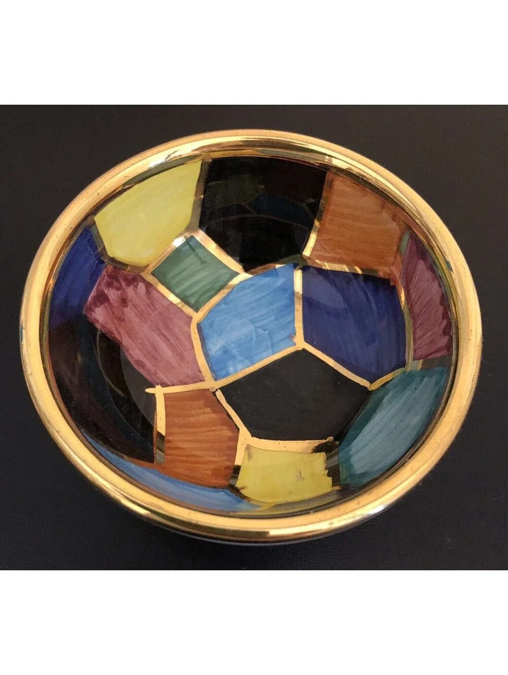 Martina Marisa Antica Siena Dipinto A Mano Gold Trim Colorful Small Bowl Vintage